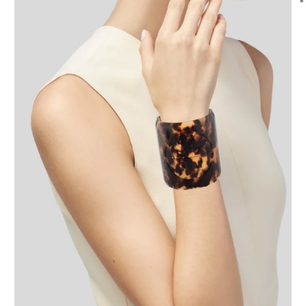 Tory Burch Resin Tortoise Logo Cuff